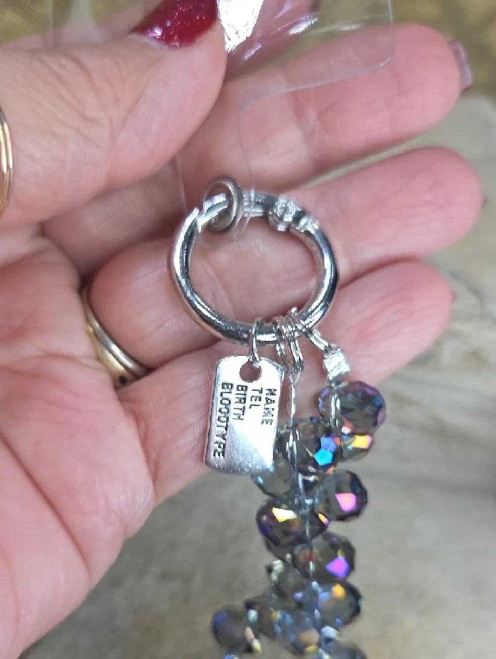 Iridescent Faceted Crystal Beaded Bracelet Phone Charm Keychain